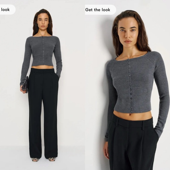 NWT Reformation Meadow Regenerative Merino Cardigan in Mid Grey Size Small